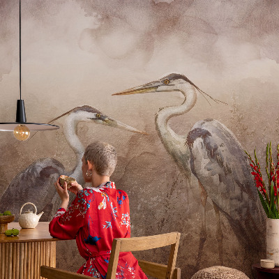 Fotomural decorativo para cabecero de cama con diseño de aves elegantes