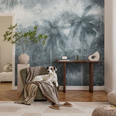 Mural decorativo con motivo de vegetación tropical