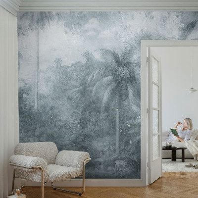Mural decorativo con motivo de vegetación tropical