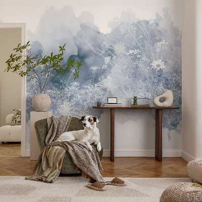 Papel mural con patrón decorativo con motivo de prado de flores