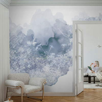 Papel mural con patrón decorativo con motivo de prado de flores