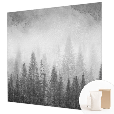 Mural de pared con estampado hermoso con motivo de niebla en el bosque