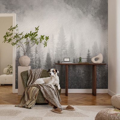 Mural de pared con estampado hermoso con motivo de niebla en el bosque