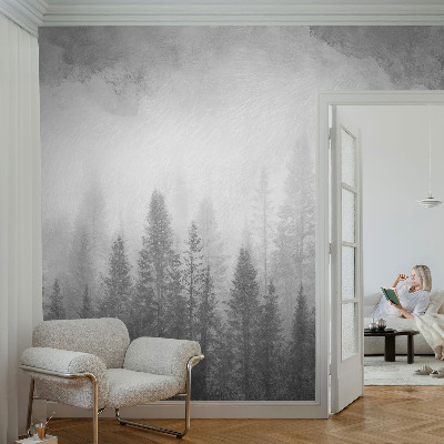 Mural de pared con estampado hermoso con motivo de niebla en el bosque