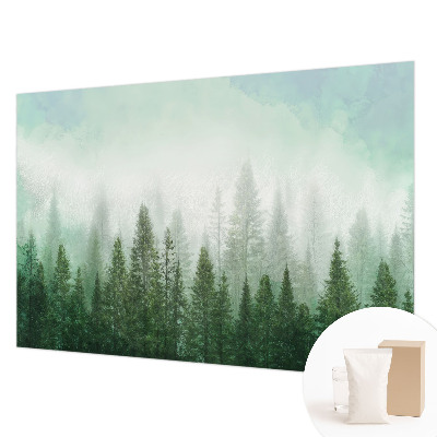 Papel mural texturado decorativo con diseño de un lobo en el bosque