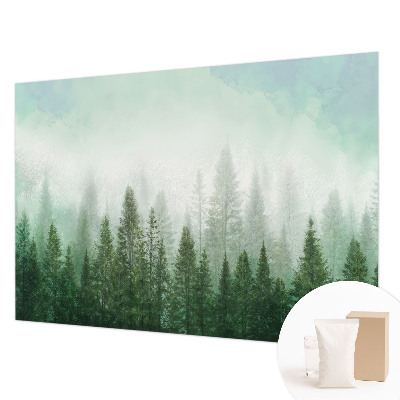 Papel mural texturado decorativo con diseño de un lobo en el bosque