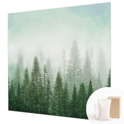 Papel mural texturado decorativo con diseño de un lobo en el bosque