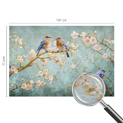 Mural decorativo con diseño de aves de primavera