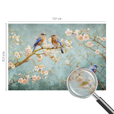 Mural decorativo con diseño de aves de primavera