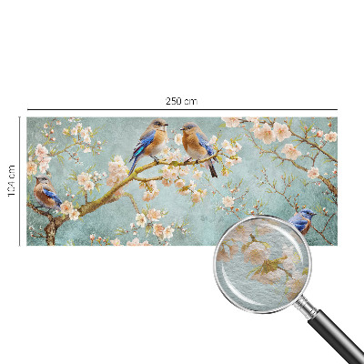 Mural decorativo con diseño de aves de primavera
