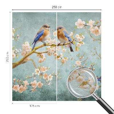 Mural decorativo con diseño de aves de primavera