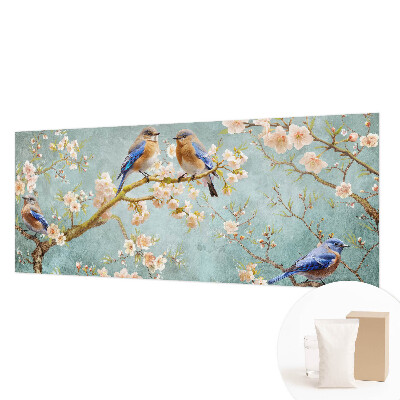 Mural decorativo con diseño de aves de primavera