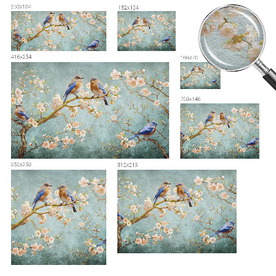 Mural decorativo con diseño de aves de primavera