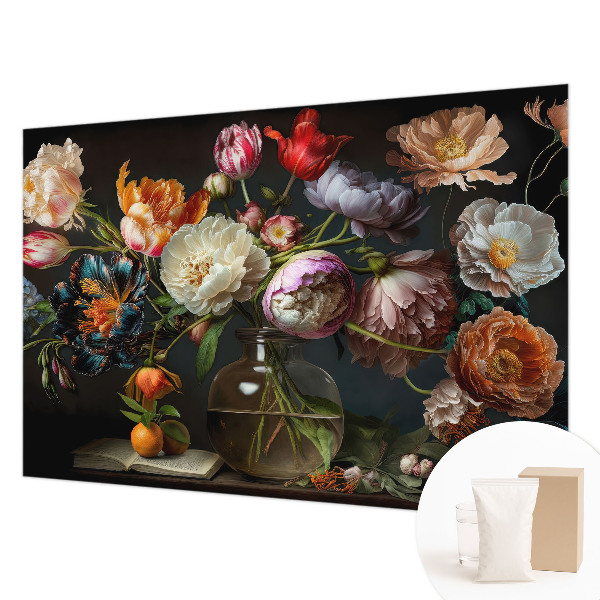 Papel mural con patrón decorativo con motivo de ramo de flores