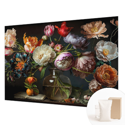 Papel mural con patrón decorativo con motivo de ramo de flores