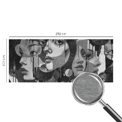 Mural decorativo con un diseño de rostros de mujeres