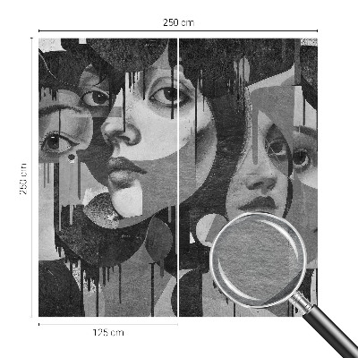 Mural decorativo con un diseño de rostros de mujeres