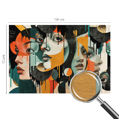 Fotomural decorativo para cabecero de cama con diseño de caras coloridas