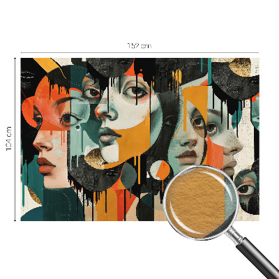Fotomural decorativo para cabecero de cama con diseño de caras coloridas