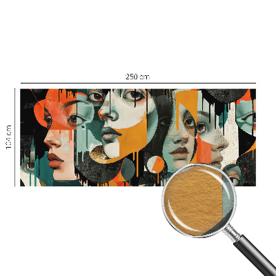 Fotomural decorativo para cabecero de cama con diseño de caras coloridas