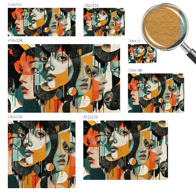 Fotomural decorativo para cabecero de cama con diseño de caras coloridas