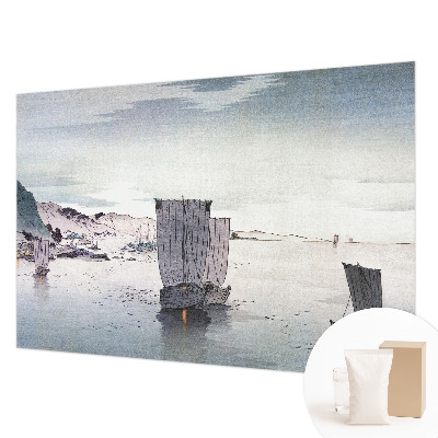 Papel mural con patrón decorativo con un motivo de paisaje náutico