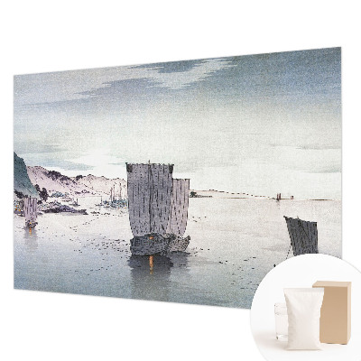 Papel mural con patrón decorativo con un motivo de paisaje náutico