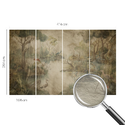 Papel mural texturado decorativo con un motivo de escena del bosque