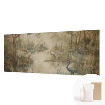 Papel mural texturado decorativo con un motivo de escena del bosque