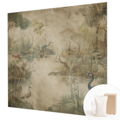 Papel mural texturado decorativo con un motivo de escena del bosque
