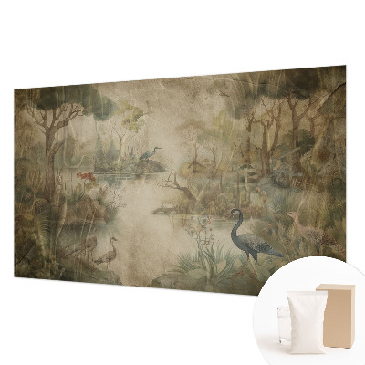 Papel mural texturado decorativo con un motivo de escena del bosque