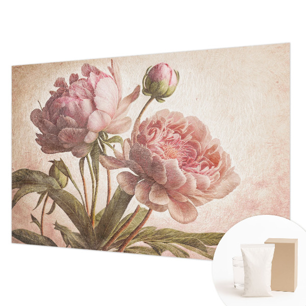 Mural decorativo con diseño de peonías delicadas