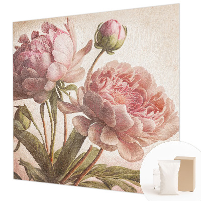 Mural decorativo con diseño de peonías delicadas