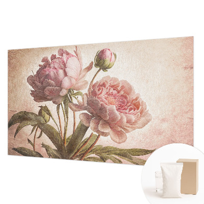 Mural decorativo con diseño de peonías delicadas