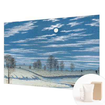 Mural de pared con estampado hermoso con motivo de paisaje invernal