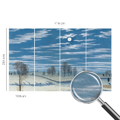 Mural de pared con estampado hermoso con motivo de paisaje invernal