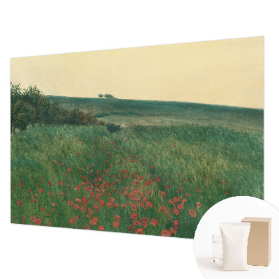 Papel mural texturado decorativo con diseño de campos de amapolas