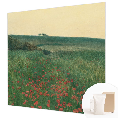 Papel mural texturado decorativo con diseño de campos de amapolas