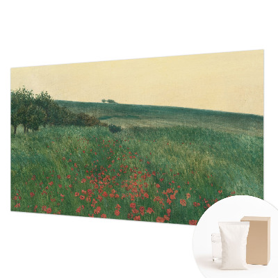 Papel mural texturado decorativo con diseño de campos de amapolas