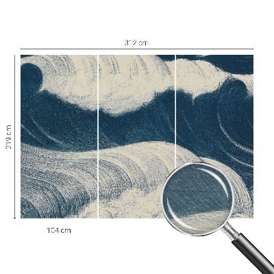Mural decorativo con motivo de olas del mar