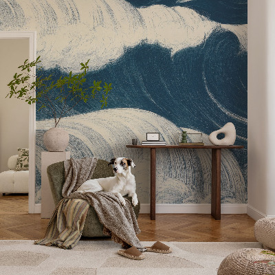 Mural decorativo con motivo de olas del mar