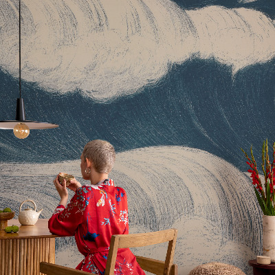 Mural decorativo con motivo de olas del mar