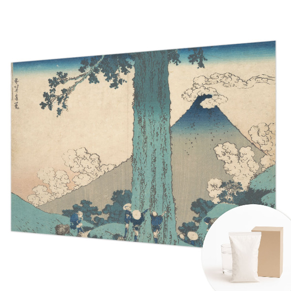 Papel mural con patrón decorativo con un paisaje de montaña