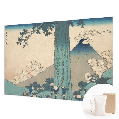 Papel mural con patrón decorativo con un paisaje de montaña