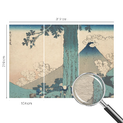 Papel mural con patrón decorativo con un paisaje de montaña