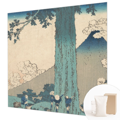 Papel mural con patrón decorativo con un paisaje de montaña