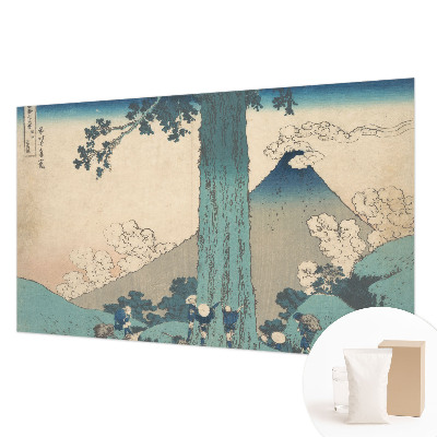 Papel mural con patrón decorativo con un paisaje de montaña