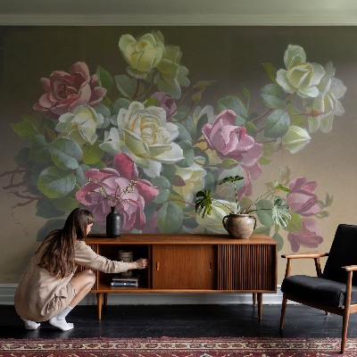 Mural de pared con estampado hermoso con un diseño de elegancia floral