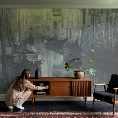Papel mural texturado decorativo con diseño de canal antiguo