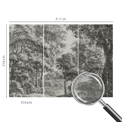 Fotomural decorativo para cabecero de cama con un paisaje forestal